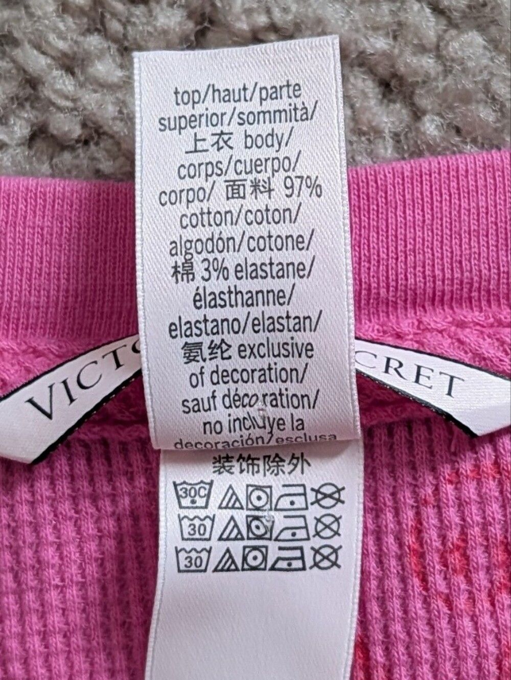 Victoria's Secret Womens Pink Script Logo Lightweight Thermal PJ Top Size Large - Picture 7 of 10